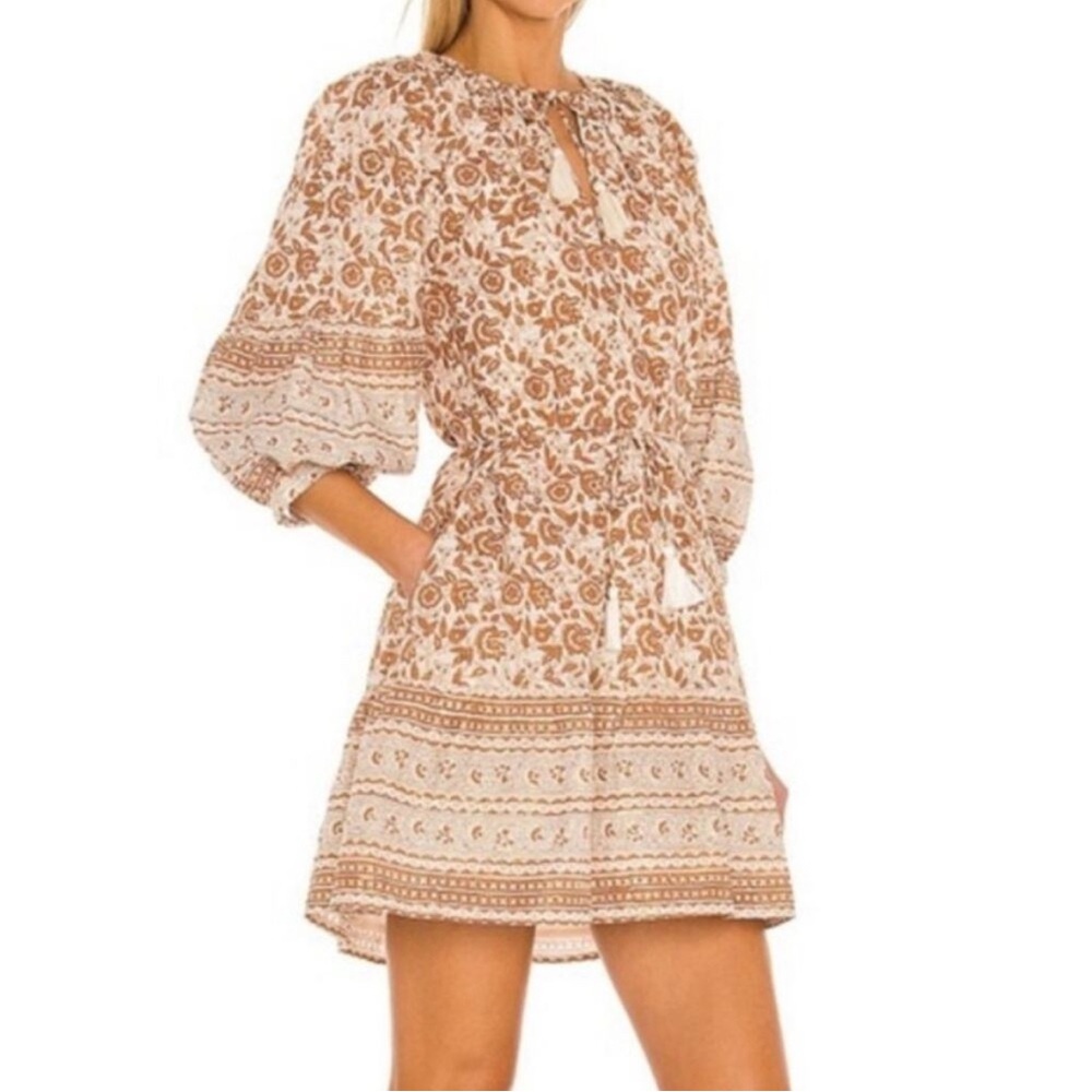 Cleobella Rosy Mini Dress Tamil Block Print Revolve Boho Romantic Cottagecore - Picture 2 of 12